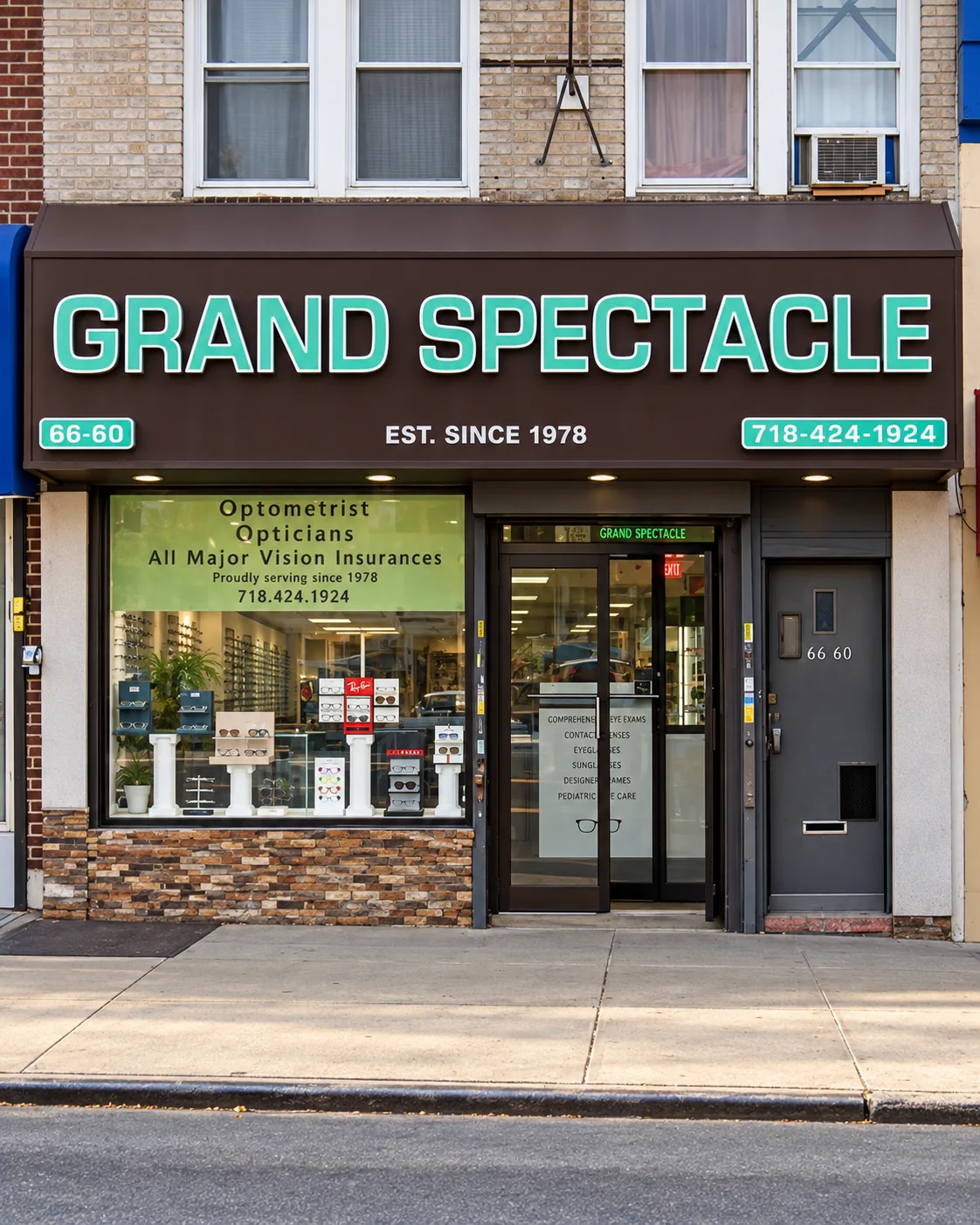 Grand Spectacle storefront at 66-60 Grand Avenue